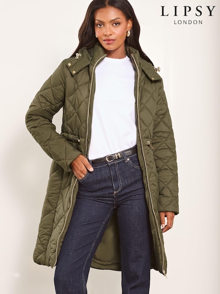 Зеленый хаки - Lipsy Shower Resistant Quilted Padded Coat (K94484) | 44 480 тг