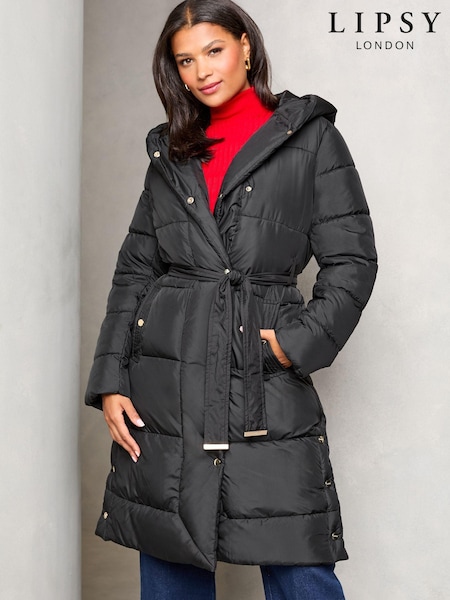 Musta - Lipsy Shower Resistant Belted Padded Coat (K94494) | €90