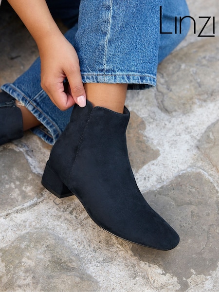 أزرق - Linzi Tailored Wide Fit Block Heeled Ankle Boots