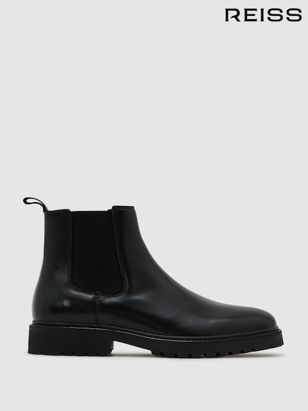 Black - Regular Reiss Milton Leather Chelsea Boots