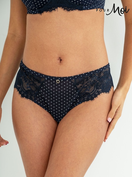 Blue - Pour Moi Bliss Printed Mesh Knickers