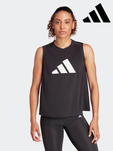 adidas Black Train Essentials Big Logo Training Vest Top (K95142) | €33