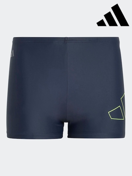adidas Blue Navy Performance Big Bars Swim Boxer Shorts (K95731) | €11