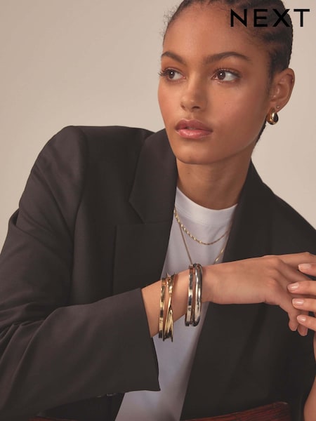 Gold/Silver Tone Chunky Bangle Pack Made With Recycled Zinc (K95803) | €11