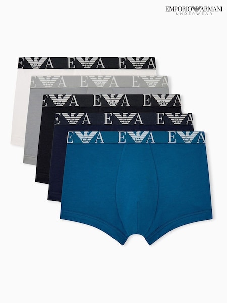 Black - Regular Emporio Armani Multicolor Trunks 5 Pack