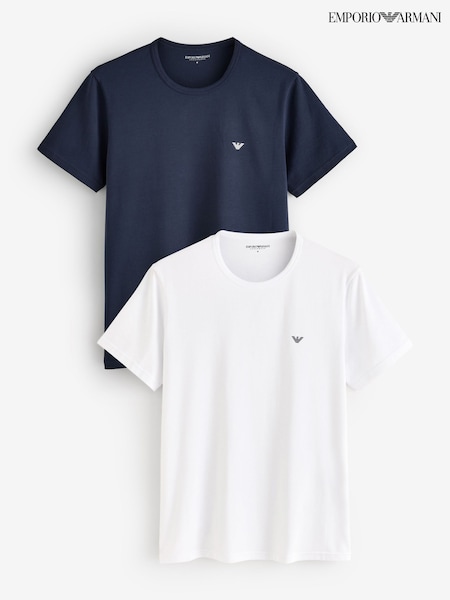 Bleu - Regular Emporio Armani Regular Fit Logo T-shirts 2 Pack