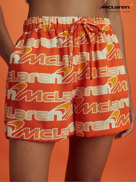 Reiss x McLaren F1 Team Papaya Multi Printed Cuban Collar Shirt (K95893) | €170