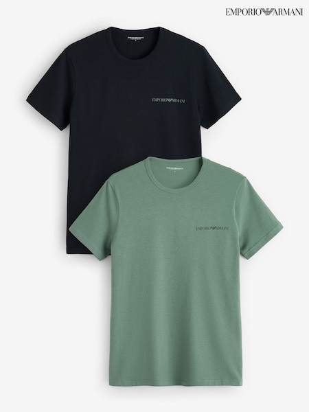 Berde - Regular Emporio Armani Core Logoband Crew Neck T-shirts 2 Pack