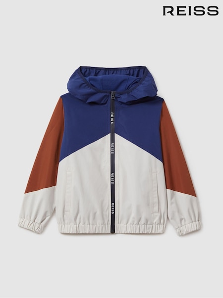 Reiss Stone/Blue/Tobacco Bates 13-14 yrs Colourblock Hooded Mac (K95941) | ₪539