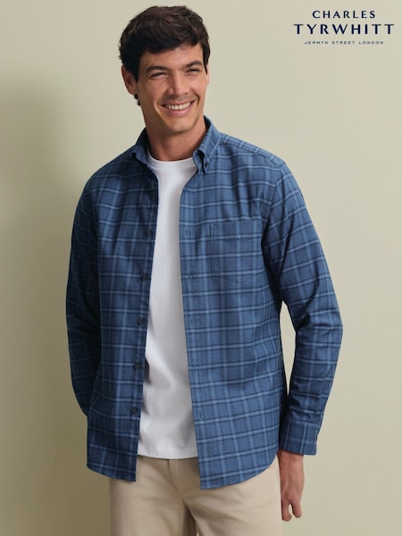 Plavo - Regular Charles Tyrwhitt Amber Large Check Non-iron Twill Slim Fit Shirt