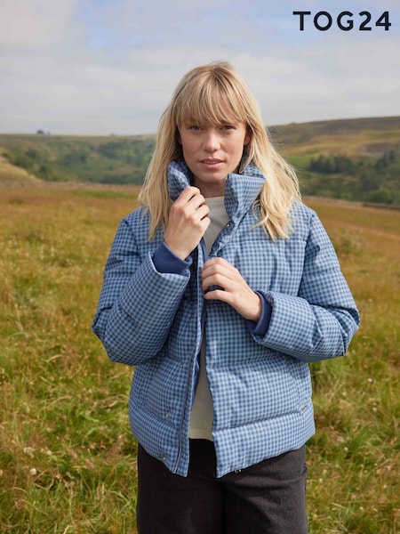 Blue - Tog 24 Radcliffe Gingham Check Insulated Padded Jacket