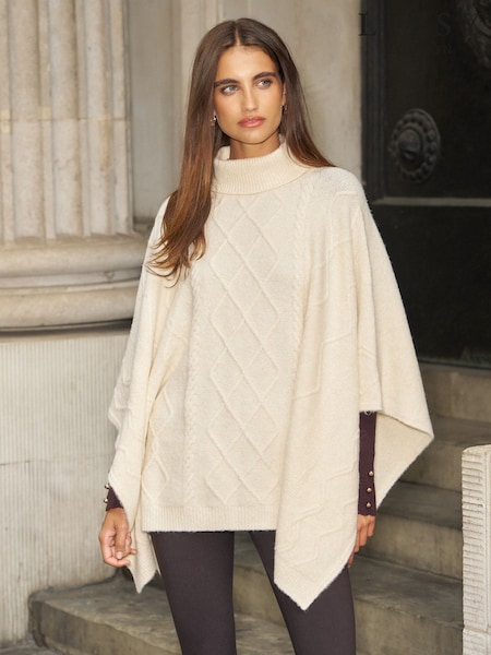 Cream - Lipsy Cable Knit Poncho