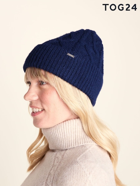 Bleu - Tog 24 Bonnet Janice en maille torsadée ultra-douce