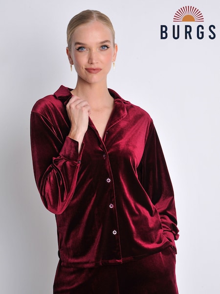 Burgs Womens Red Ivybridge Velvet Oversized Printed Shirt (K96001) | €18