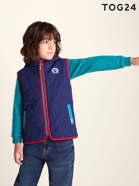 Azul - Tog 24 Ancon Shaun The Sheep Kids Insulated Quilted Gilet Microfleece Lining