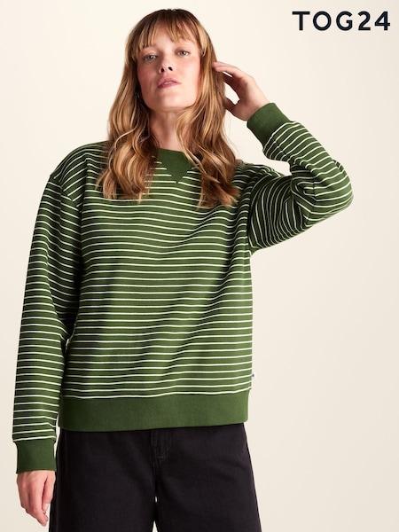 Grön - Tog 24 Joyce Supersoft Crew Neck Striped Sweatshirt