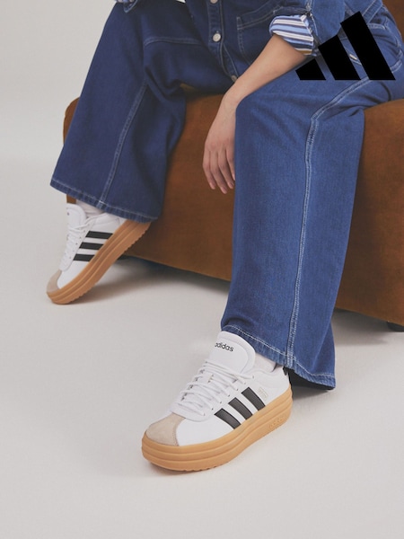adidas White/Black VL Court Bold Trainers (K96148) | R$ 690