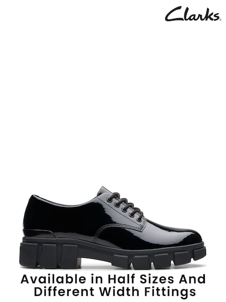 Clarks Black Wide Fit (G) Patent Evyn Lace Shoes (K96218) | €34 - €36