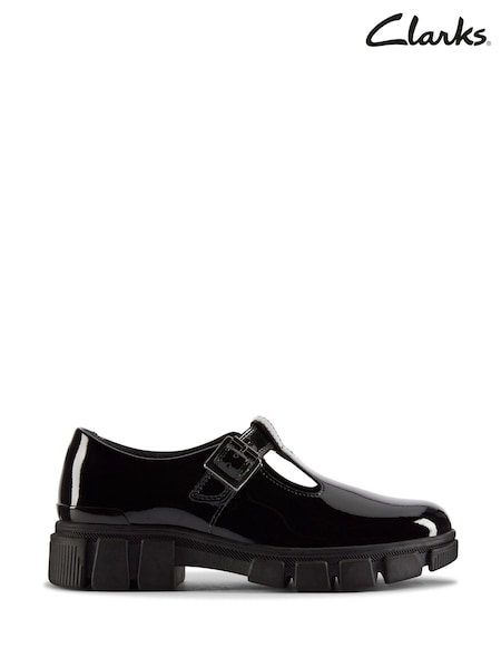 Clarks Black Wide Fit (G) Patent Evyn Bar Shoes (K96222) | €69 - €72