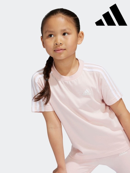 adidas Pink Sportswear Essentials 3-Stripes 100% Cotton T-Shirt (K96455) | LEI 43