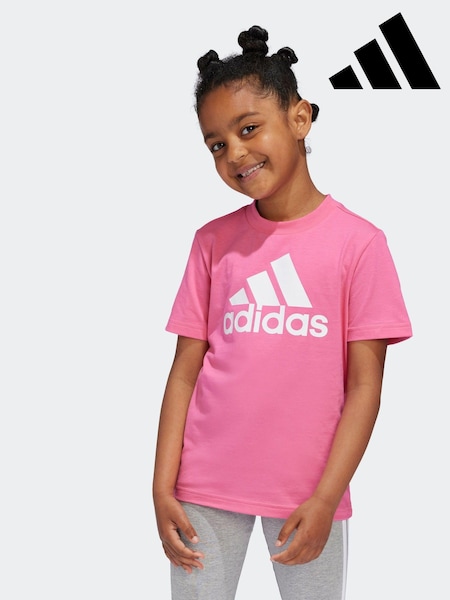 adidas Pink 100% Cotton Sportswear Essentials Logo T-Shirt (K96456) | R$ 120