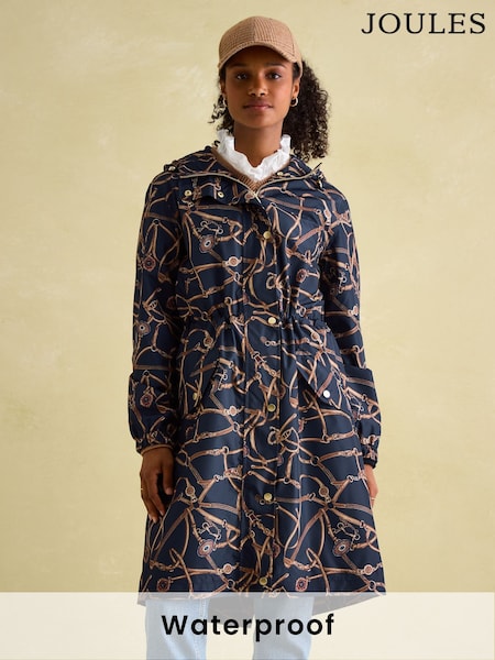 Joules Holkham Navy Blue Bridle Waterproof Packable Raincoat With Hood (K96469) | €40.50