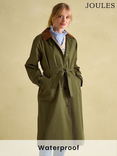 Joules Epwell Green Waterproof Belted Trench Coat (K96526) | €84
