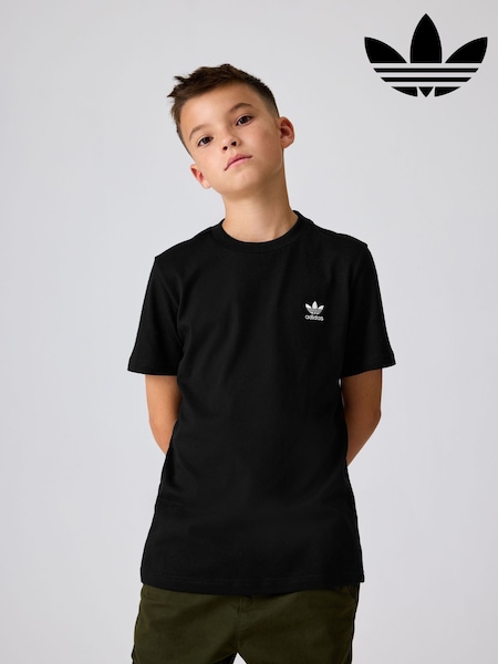 adidas originals Black Small Trefoil Logo 100% Cotton T-Shirt (K96560) | ₪75