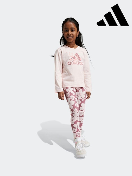 adidas Pink 100% Cotton Shirt and Leggings Set (K96569) | R$ 345