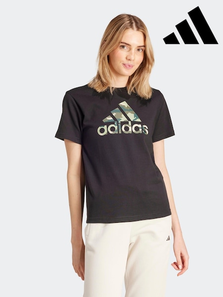 adidas Black 100% Cotton Camo T-Shirt (K96878) | €18
