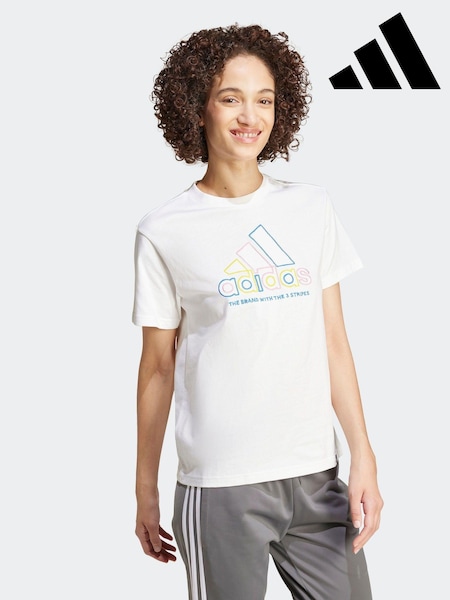 adidas White 100% Cotton Xpress Logo T-Shirt (K96892) | €17.50