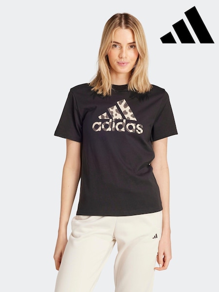Negru - Tricou adidas Imprimeu animal 100% Bumbac (K96912) | 82 LEI