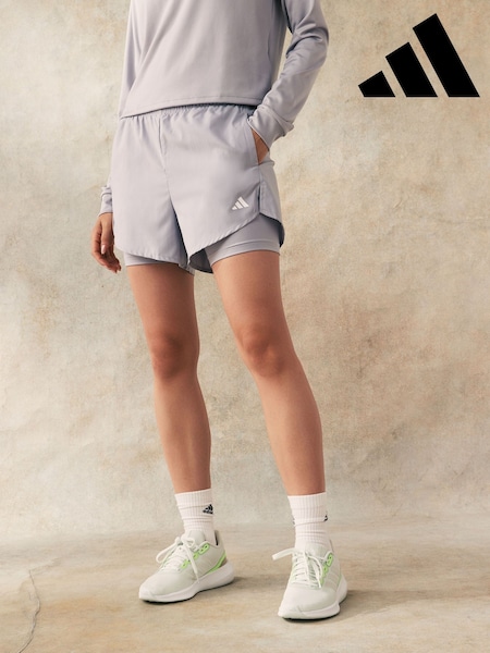 adidas Grey Aeroready Minimal 2-in-1 Shorts (K97244) | AED134
