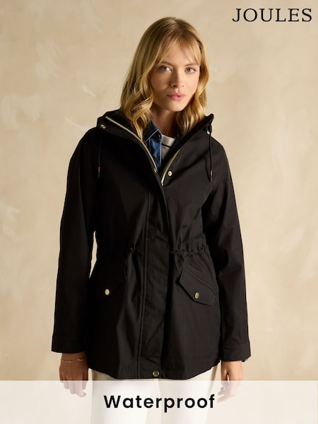 Joules Portwell Black Waterproof Raincoat With Hood (K97284) | €127