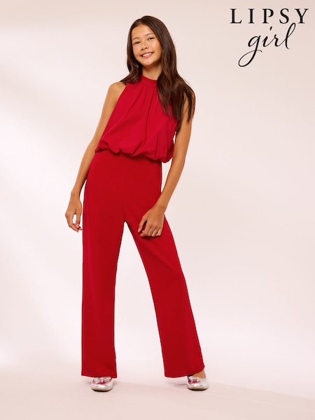 Red - Lipsy Bubble Waist Jumpsuit (7-16yrs)