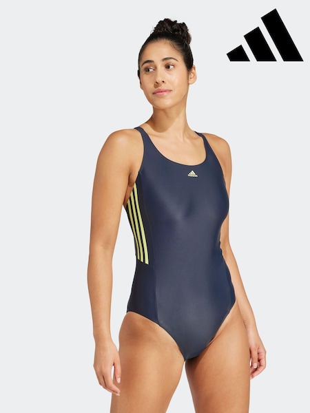 adidas Bright Blue Mid 3 Stripes Swimsuit (K97458) | AED102
