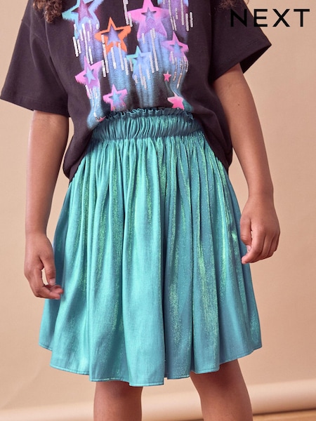 Teal Blue Metallic Skirt (3-16yrs) (K97498) | 51 QAR - 69 QAR