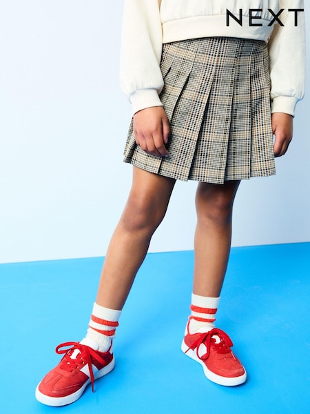 Neutral Check Pleated Skirt (3-16yrs) (K97501) | €10.50 - €13