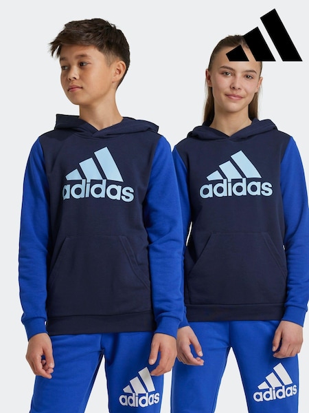 adidas Blue Essentials Big Logo Colourblock Hoodie Kids (K97601) | AED122