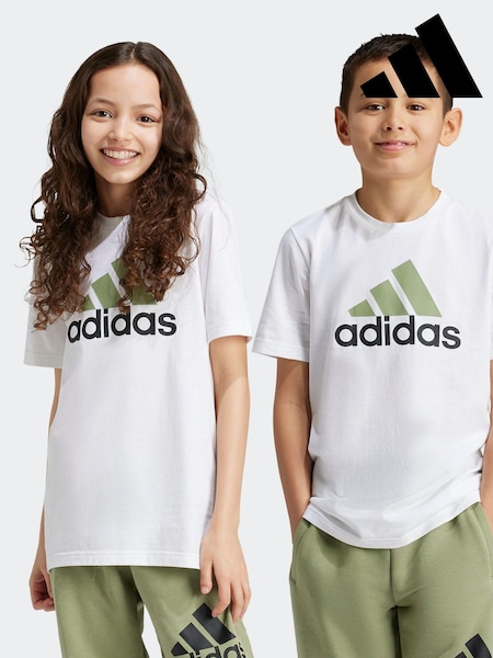 adidas White/Grey Bold Logo 100% Cotton T-Shirt (K97617) | AED53