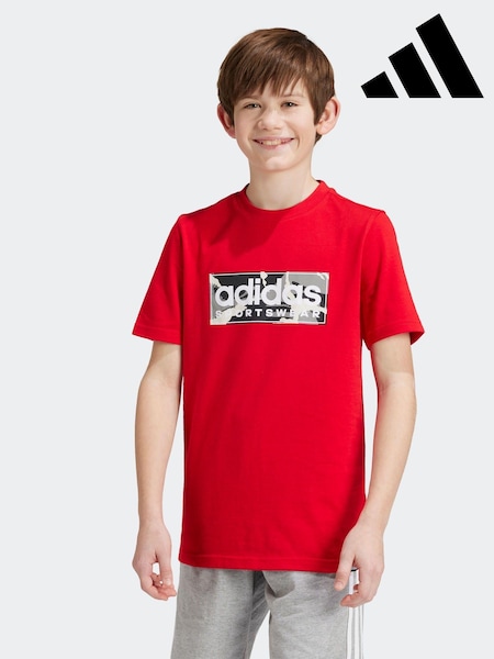 adidas Red Kids Sportswear 100% Cotton Camo Linear Graphic T-Shirt (K97649) | € 20
