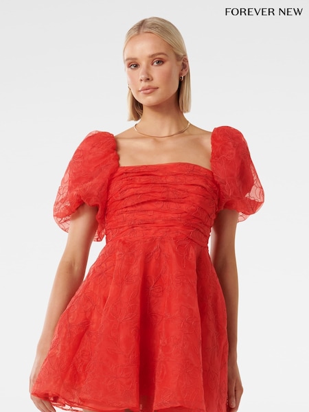 Forever New Red Cody Embroidered Skater Mini Dress (K97707) | €77