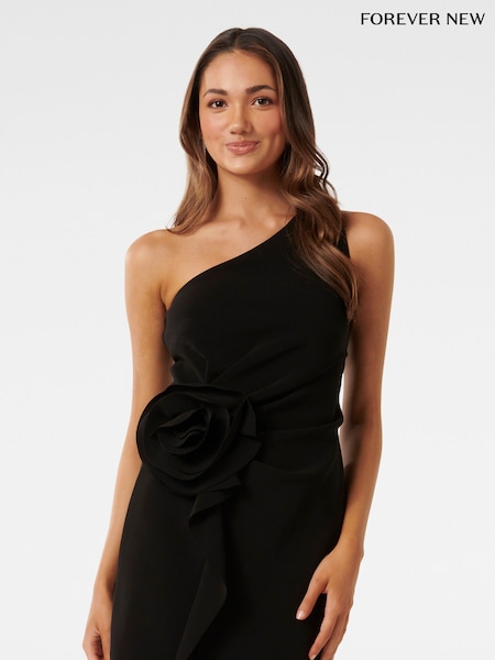 Forever New Black Arabella Petite Rosette Mini Dress (K97712) | €70