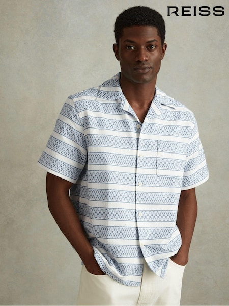 Reiss Kesh Herringbone Cuban Collar Shirt (K97773) | ‏850 د.إ.‏