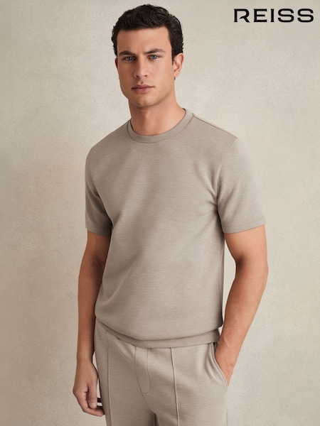 Reiss Taupe Bradley Interlock Jersey Crew Neck T-Shirt (K97806) | €99