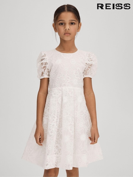 Reiss Ivory Emelie 4-9 yrs Lace Puff Sleeve Dress (K97809) | €122