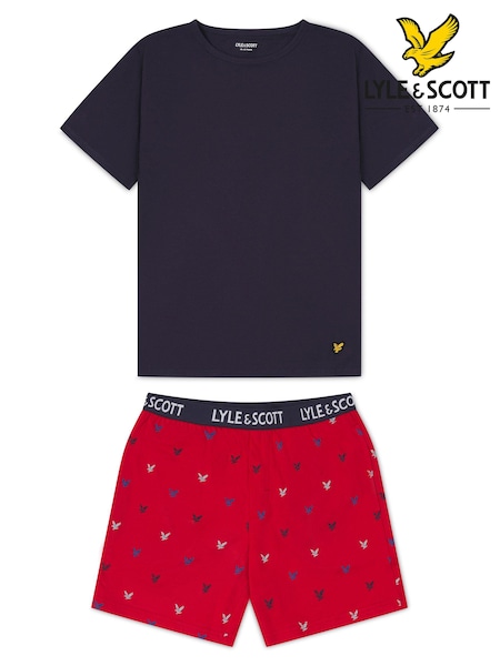Lyle & Scott Blue Boys Jethro Sleepwear Shorts Set (K97870) | AED175