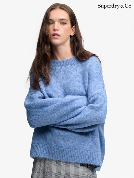 Blau - Superdry Slouchy Brushed Knitted Jumper