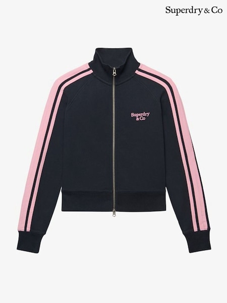 Pink - Superdry Side Stripe Zip-through Sweatshirt