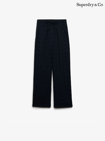 Blue - Superdry Elastic Broderie Woven Trousers